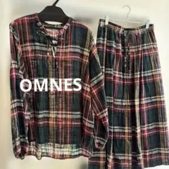 OMNESオムネスチェック柄 セットアップ 長袖ブラウス ロングスカートのサムネイル