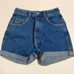 ZARA TRF デニムブルー ショートパンツ ロールアップ 36サイズ