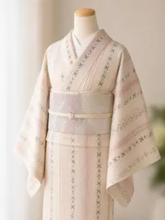 【お買得】夏着物と帯セット　小紋　普段着 夏コーデ　単衣　森英恵　着丈161cmのサムネイル