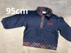 P.cock ピーコック　 ネイビー×チェック襟　トレーナー　95cm