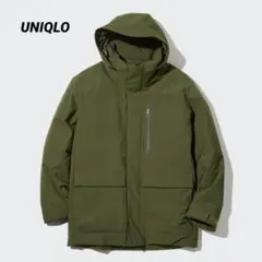 UNIQLO ユニクロ ハイブリッドダウンパーカー M カーキ ダウンジャケット