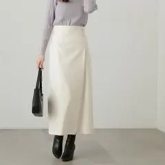 【美品】ラップ風タックナロースカート プロポ