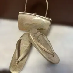 草履とバッグのセット（ゴールド系）草履Lサイズ
