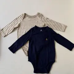 GAP長袖ボディスーツ2枚セット（ストライプ・ネイビー）　12〜18ヶ月