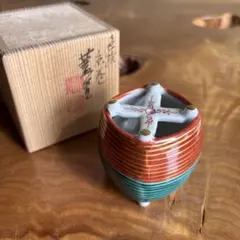 色絵糸巻香合 高野昭阿弥作 共箱