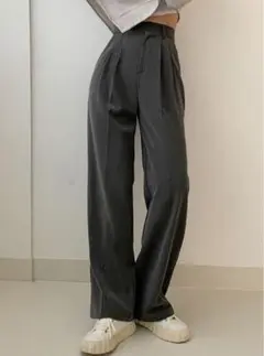 GRL タックセンタープレスストレートワイドパンツ[ai36]