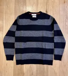 ◎高級感◎INHERIT ストライプニットセーター ブラック/グレー