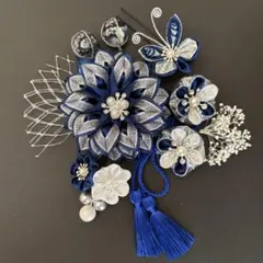 つまみ細工 かすみ草髪飾り成人式 卒業式 結婚式 七五三