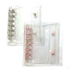 A7 6穴 クリアバインダー シルバー＆ピンク 2点セット シール帳