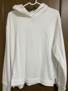 無印　フード付きパーカー　白