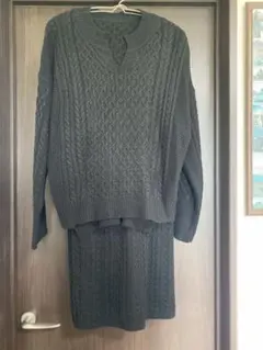 ★美品★ケーブル編み ニットセットアップ