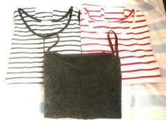 更に値下　レディース 袖なし ボーダー 赤1黒1 キャミソール1 計３枚 未使用