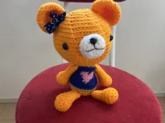 値下げ☆送料込みオレンジ色のクマ型あみぐるみ