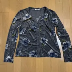 L'EST ROSE フラワープリント長袖カーディガン