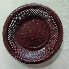 竹細工　漆仕上げ漆器　 幾何学模様 菓子器　果物入れ