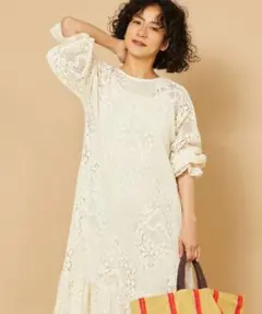 Spick & Span ”HYU”レースギャザーワンピース（ペチコートなし