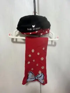 BABY MINNIE 赤いマフラーと帽子セット