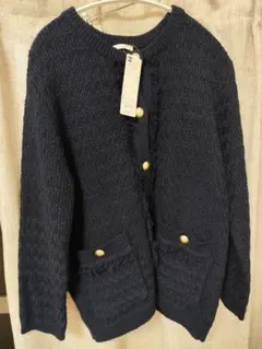 GU ダブルポケットカーディガン ネイビー ニット 新品タグ付き