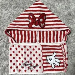 ディズニー ミニーマウス フード付きタオル 赤