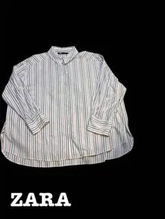 ZARA マルチカラーストライプ柄の長袖シャツＬ