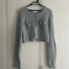 W♡C ラメ入りリボンカーディガン グレーのサムネイル