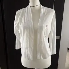 MUJI UVカット強撚ショートカーディガン 白 XS