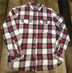 【M】OLD NAVY オールドネイビー フランネルシャツ美品 赤 インド製