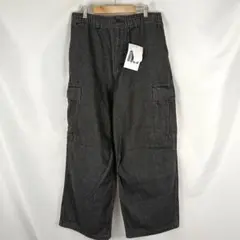 ワークマン　デニムスーパーワイドカーゴパンツ　M　ブラック　B4524