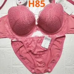 H85 新品未使用 ブラショーツセット 1294 コーラルレッド 脇高 レースのサムネイル