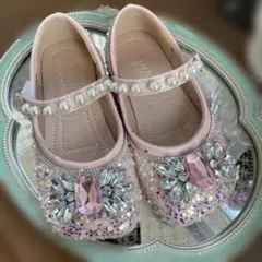 ビジュー付きキッズ　フォーマルシューズ　ピンク　17.0cm
