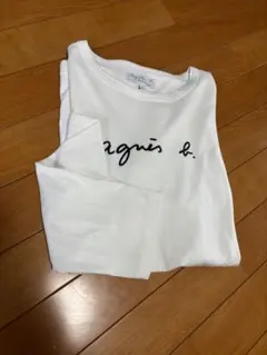 ❁⃘*.゜agnès b. ホワイト 長袖Tシャツ ロゴロンＴ❁⃘*.゜