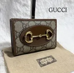 ✨美品✨ グッチ ホースビット GGスプリーム 二つ折り財布 ブラウン レザー