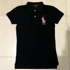 ラルフローレン　ポロシャツ　ブラック　ビーズ　ピンクポニー