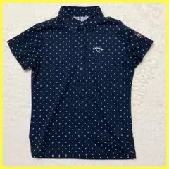 美品 Callaway ドット 半袖 ポロシャツ M ゴルフ ウェア ネイビー