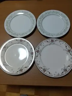 Noritake花柄皿4枚組1~2回使用表面多少キズ有サイズ26.5cm