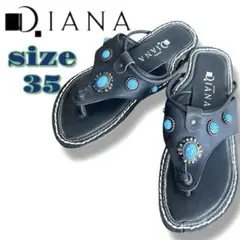 【美品】DIANA＊ダイアナ＊ トングサンダル 黒 ビジュー付 サイズ35