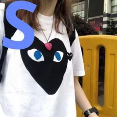Sサイズ PLAY COMME des GARCONS 黒ハート青目Tシャツ