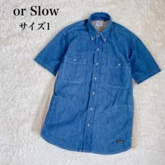 【美品】オアスロウ　BEAMS　別注　デニムシャツ　サイドメッシュ　１　S相当