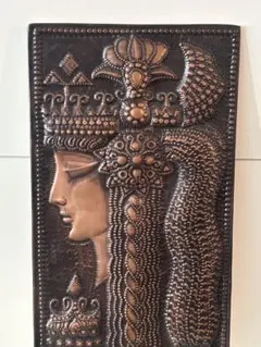 ブロンズ製美人女性横顔レリーフアート ヴィンテージ　[美品]