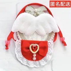 いつぬい ぬい用 羽 付 グログラン リボン スタイ よだれかけ 赤 モンぬい