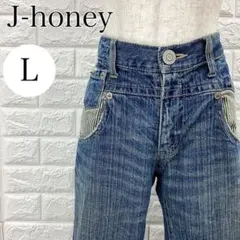 J-honey デニムパンツ ジーンズ ストレート 切替 ストライプ A4341