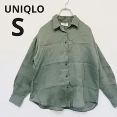 UNIQLO◇プレミアムリネンシャツ グリーン S◇麻100％ 春夏 ユニクロ