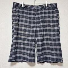 【3L】バンズ チェック柄 ハーフパンツ ひざ丈 綿 お出かけ ビッグサイズのサムネイル