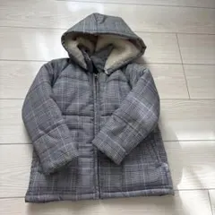 petit main グレー チェック 中綿コート