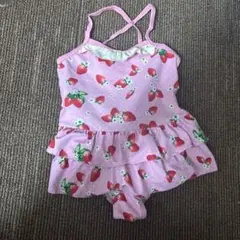いちご柄フリル水着 ピンク