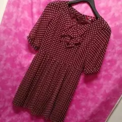 限定セール品‼️Lアプワイザーリッシェ半袖ワンピースドット赤￥4980↓