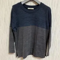 グローバルワーク ブルー×グレー ゆったりニット Sサイズ