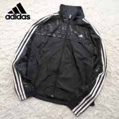 未使用　アディダス　レディース　ナイロンジャケット　黒レオパード柄　サイズL