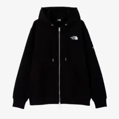 美品 ノースフェイス スクエアロゴフーディ パーカー L ジップアップ 黒