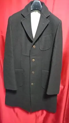 圧縮メルトン ロングコート シングルブレステッド ノッチドカラー３パッチポケット